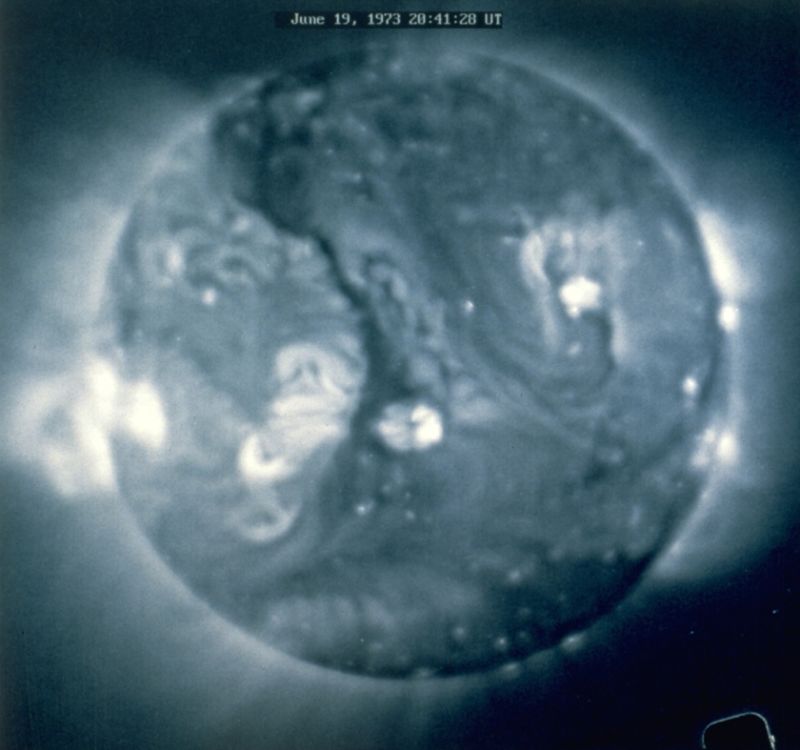 An x-ray satellite image of a solar storm