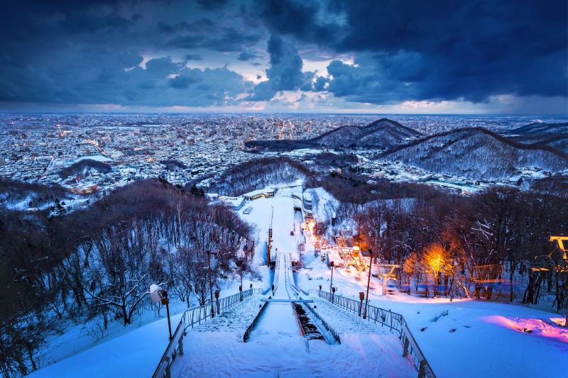 Snow-covered Japan city
