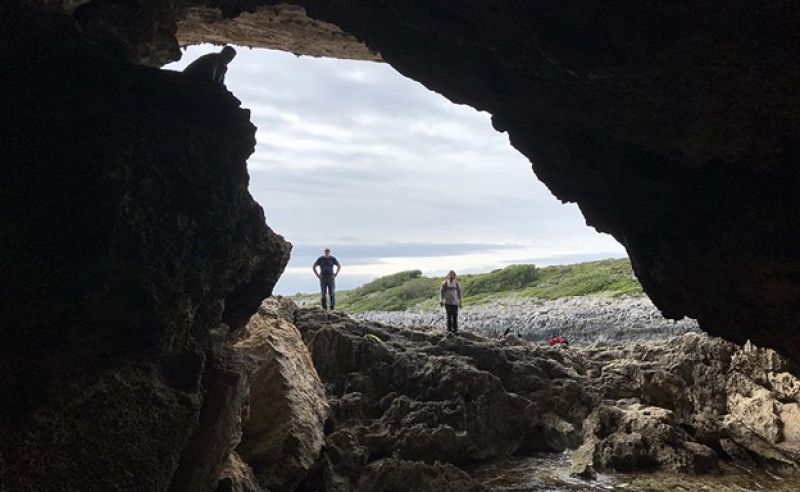 Cave in Mallorca on Mediterranean Sea