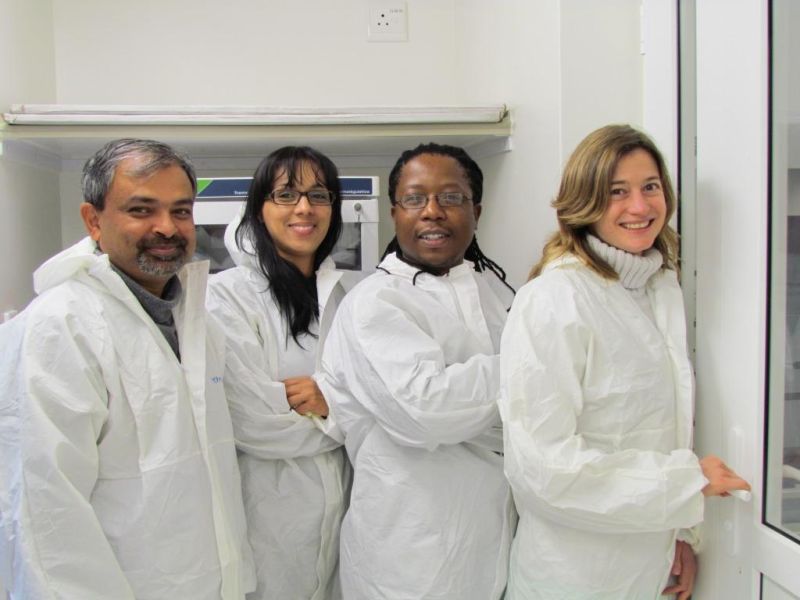 Scientists aboard ocean research vessel