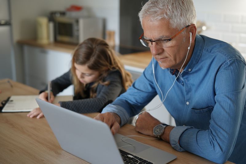 Adult and child at-home learning