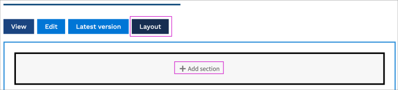 Select layout and add section to create a new layout on your page