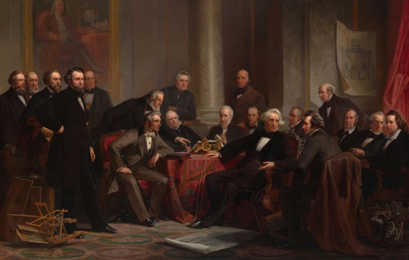 A portrait of 19 of the most famous male inventors of the 119th century.