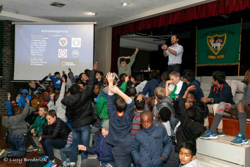 Griffin with students in Zimbabwe