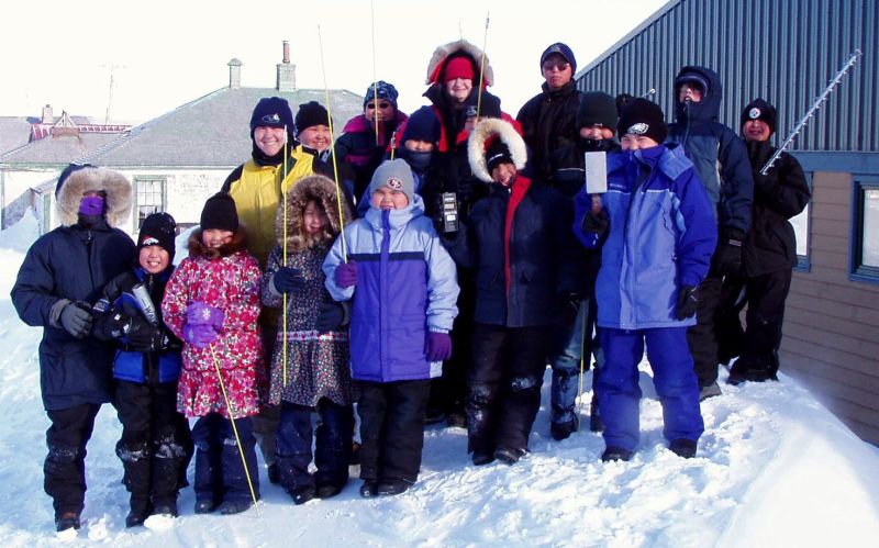 Alaskan elementary school students participating in an ice and snow observatory program.
