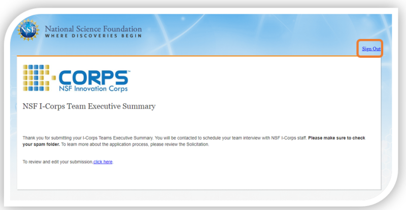 Graphic User Interface highlighting Sign Out
