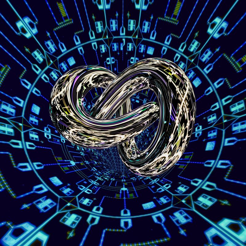 Trefoil knot with superconducting qubit chips reflected