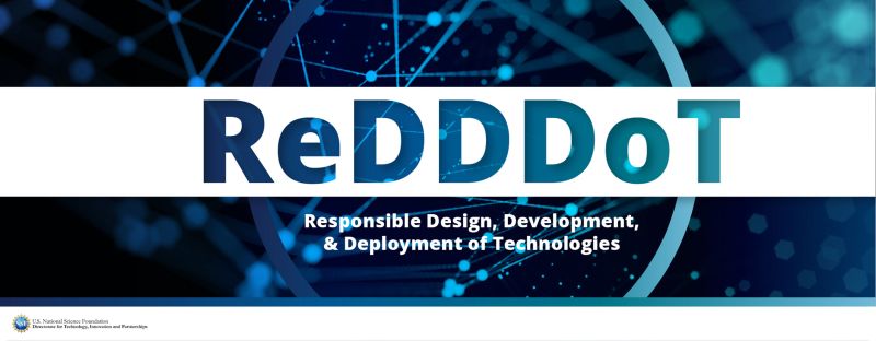blue abstract banner with text ReDDDoT - Responsible design, development, and deployment of technologies