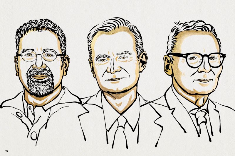 Daron Acemoglu, Simon Johnson and James A. Robinson, winners of the 2024 Nobel Prize in economics.