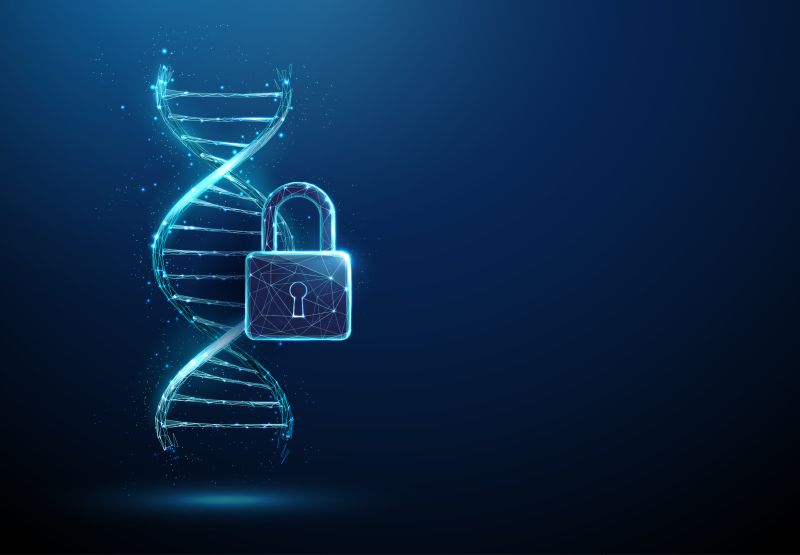 DNA strand with a padlock.