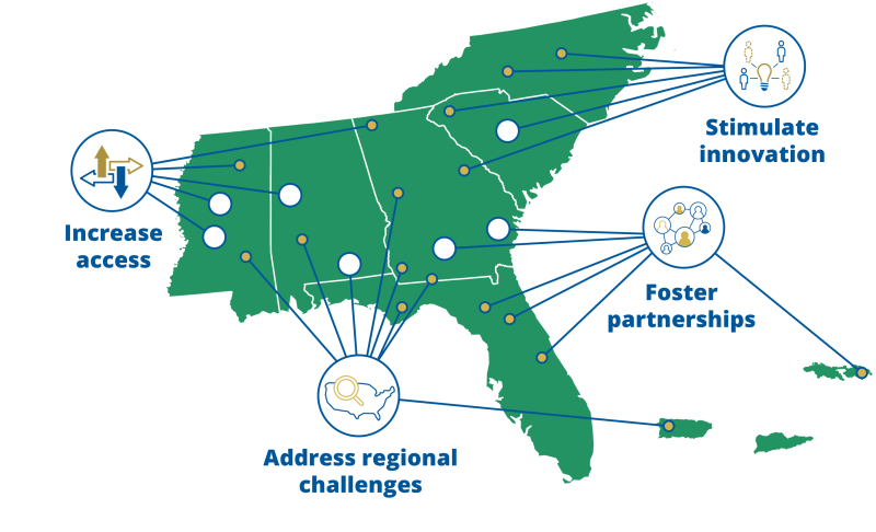 map of the southeast region