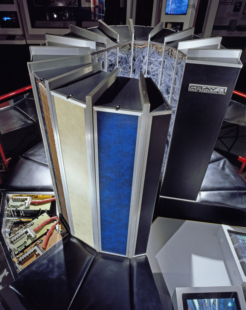 An early supercomputer, called Cray-1, which is now part of the National Air and Space Museum's collection.