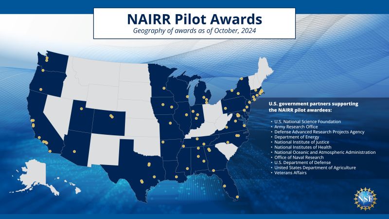 map of NAIRR pilot awards