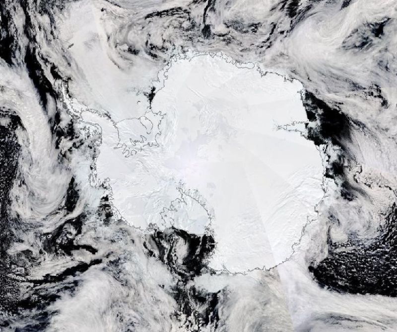 A satellite image of Antarctic sea ice
