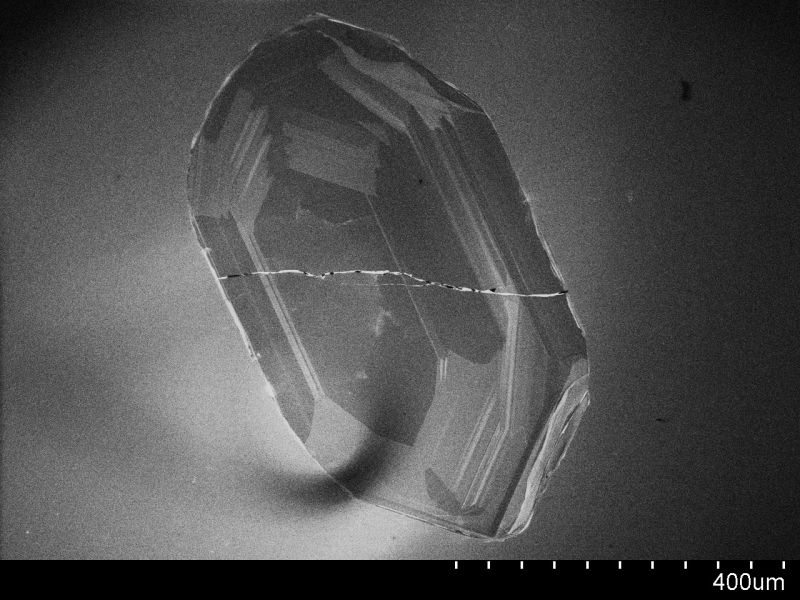 Black and white image of a crystal.