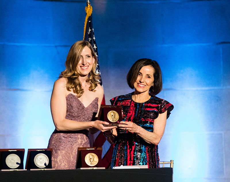waterman award winner Jennifer receiving award from Director Cordova