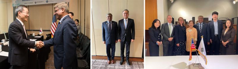 a collage of imagery of people in suits posing for pictures