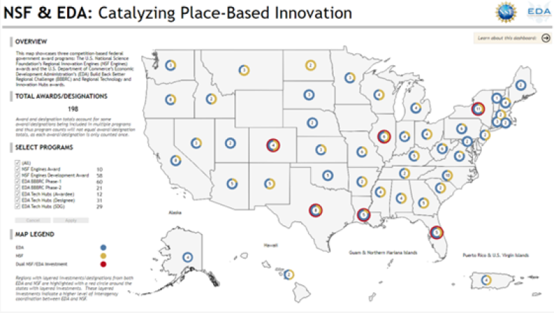 map of US with Catalyzing place based innovatino