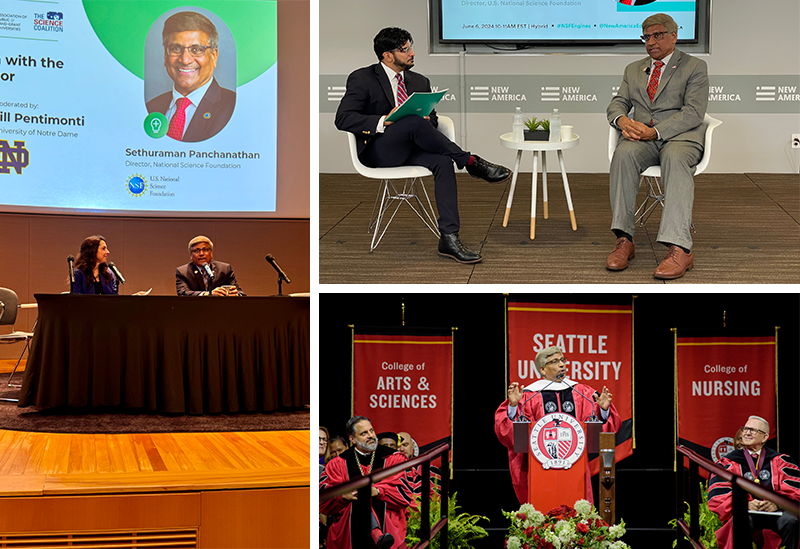 Dr. Panchanathan participated in The Science Coalition /AAU/APLU fireside chat in Washington, D.C. The director joined New America to discuss one of NSF's newest efforts to build the future American workforce. The director gave an inspiring commencement address at Seattle University.