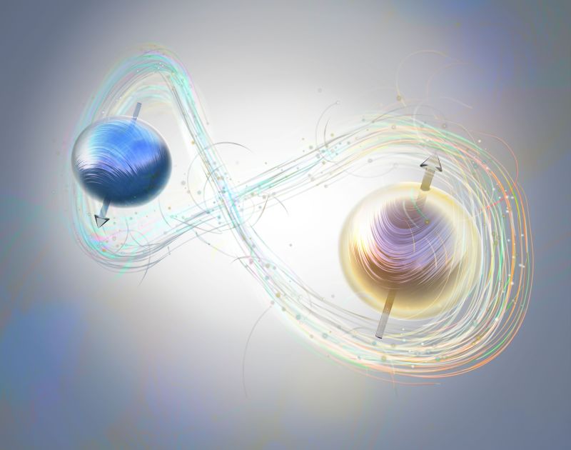 Illustration depicting quantum entanglement of two particles