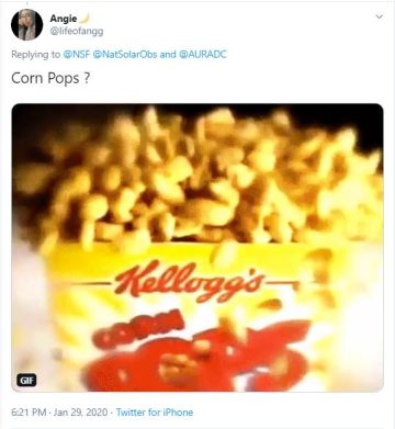 Screenshot of Corn Pops tweet