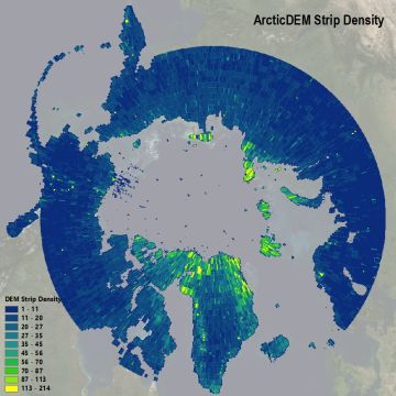a map of ArcticDEM Strip Coverage (Release Oct 2022)