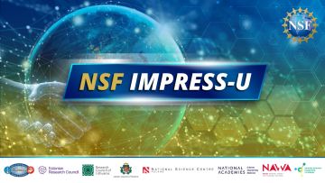 Banner for NSF IMPRESS-U with logos at the bottom for Office of naval research, estonian research council, research council of lithuania, latvian council of science, national science centre, national academies, nawa, nrfu