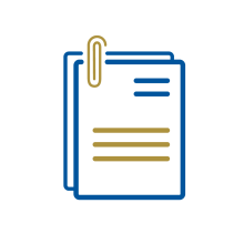 Simple illustration of a report with its pages secured by a paper clip
