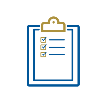Simple illustration of a clipboard with a piece of paper with three items on it, all with checkmarks next to them.