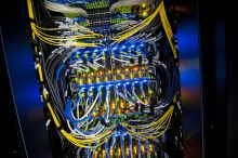 Multicolored lights on front panel of gordon supercomputer