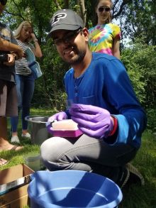 An OmniVis team member deploying their rapid Cholera test in the field.