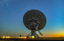 Observatory telescope with a night sky