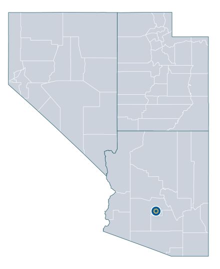 Map of the region of service for the Southwest Sustainability Innovation Engine (Arizona, Nevada and Utah)