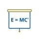 E=MC2 shown on a projector screen