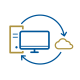 Stylized illustration of a computer and a cloud icon