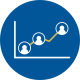 A line graph with three silhouettes of people at different points