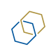 Blue and gold hexagons linked together