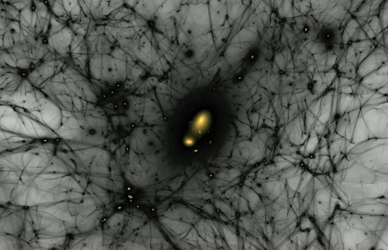 a black webbing spreads across a gray background connecting in nodes of glowing yellow