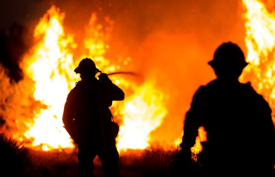 California firefighters attack the Bobcat fire