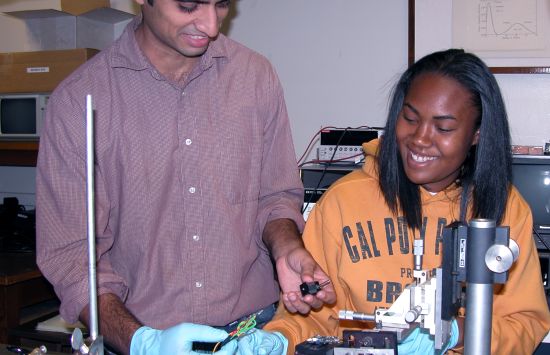 REU STEM student in lab