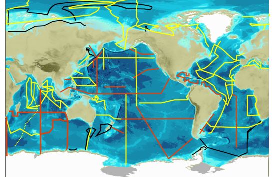 A map of GEOTRACES cruises around the globe