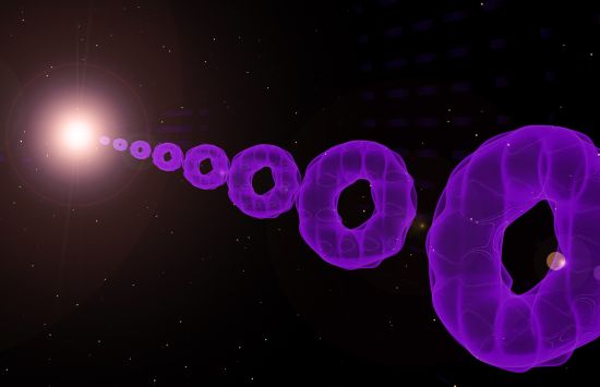 Expanding, ring-shaped cloud of atoms