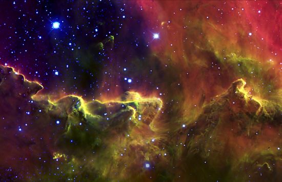 Swirling clouds and stars in a nebula