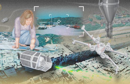Science Matters Hero Illustration for the Star Wars UC Berkeley research connection, Hero illustration for the Science Matters story on Star Wars and UC Berkeley.