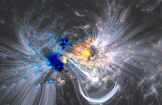 Coronal loops are arches of magnetized plasma that protrude from the surface of the sun. Here, the loops in a magnetic "dance."
