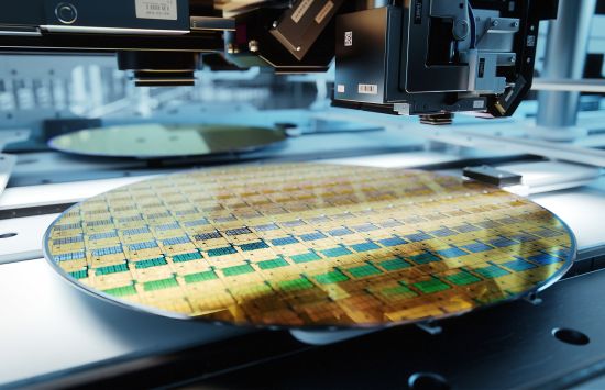 Close-up Shot of Silicon Wafer in Bright light