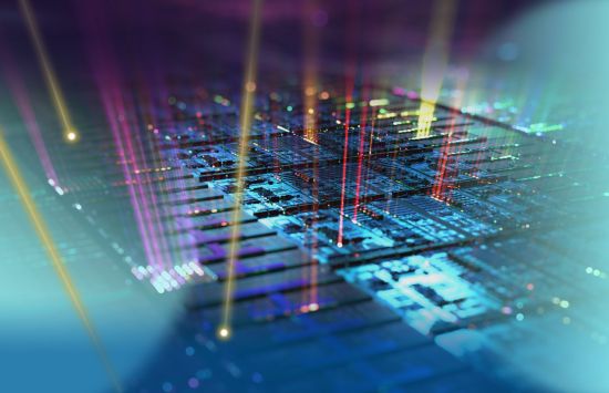 Semiconductors in a colorful, abstract image