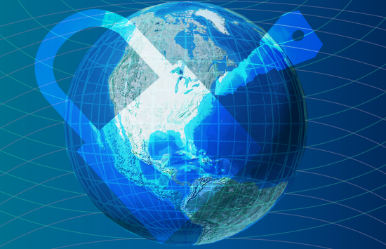 Illustration depicting the globe being under secure lock and key