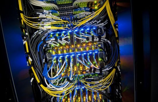 Multicolored lights on front panel of gordon supercomputer