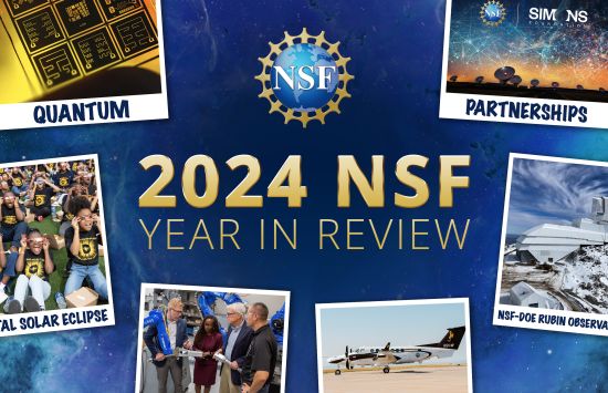 Collage of photos and images of NSF's accomplishments throughout the year. Text reads: "2024 NSF Year in Review."